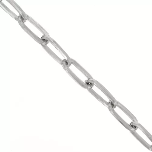 Catena in alluminio Rettangolo piatta limata 10mm maglie aperte - Rodio x50cm