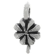 Ciondolo fiore 12.5x7 mm - Argento antico x1