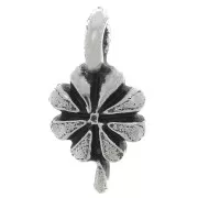 Ciondolo fiore 12.5x7 mm - Argento antico x1