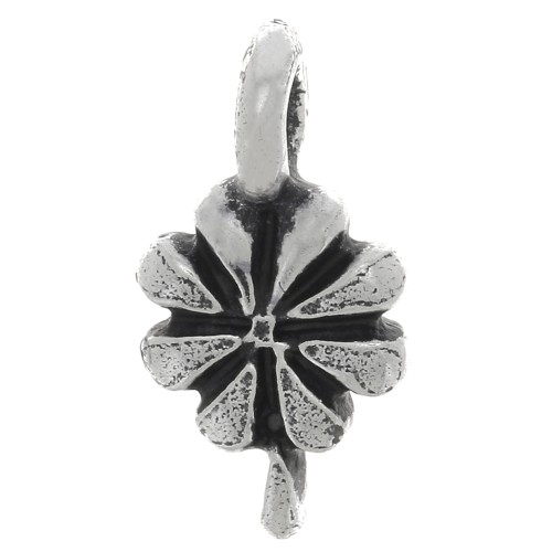 Ciondolo fiore 12.5x7 mm - Argento antico x1