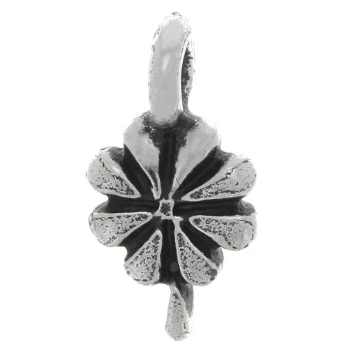 Ciondolo fiore 12.5x7 mm - Argento antico x1