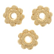Perle rondelle lavorate - Forma di fiore 6 mm -Dorato con oro fino x6|raw }}
