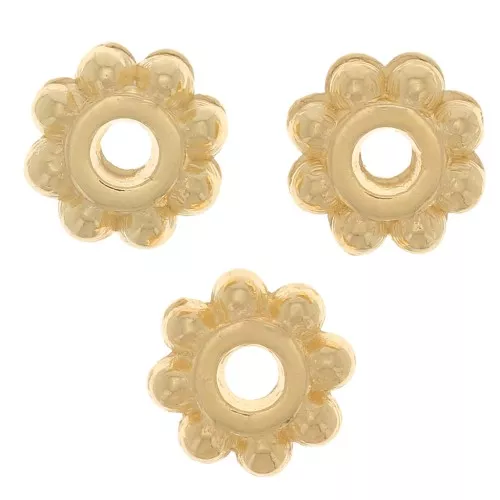 Rotonde effetto fiore 6 mm - Dorato con oro fino x5