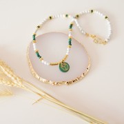 Perline rondelle fiori 6 mm - Dorato con oro fino x10