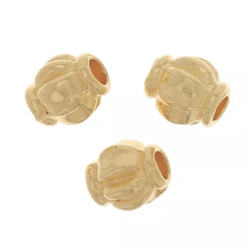 Perle lavorate 4x3,5 mm - Dorato con oro fino x10