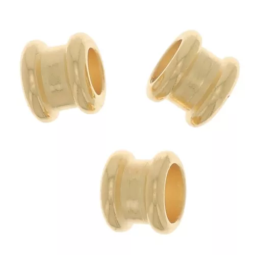 Perline a tubo 3x4 mm -- Dorato con oro fino x6