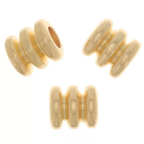 Perline lavorate tubi 5x5 mm - Dorato con oro fino x5