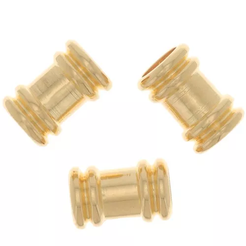Perline lavorate tubi 9x6 mm - Dorato con oro fino x5
