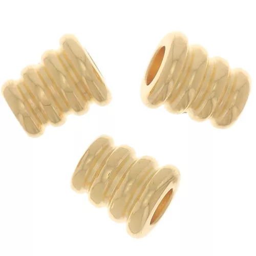 Perline a cono lavorate 5.5x5 mm - Dorato con oro fino x5