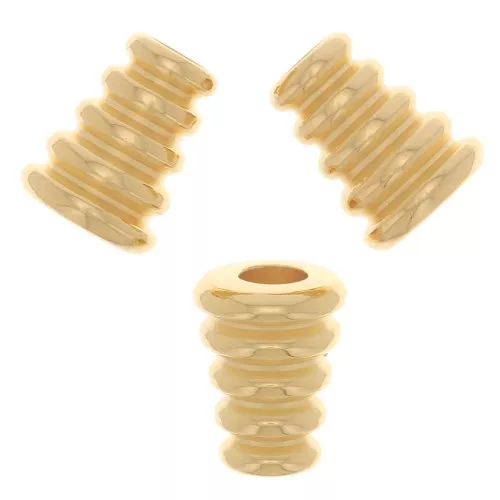 Perline a cono lavorate 8x6 mm - Dorato con oro fino x5