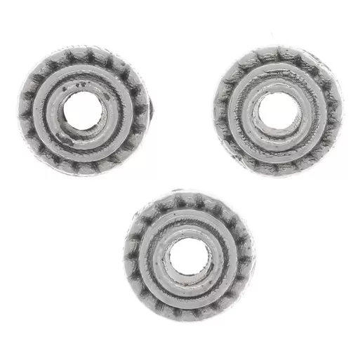 Perline rotonde lavorate e striate 5 mm - Placcatura in argento antico x6