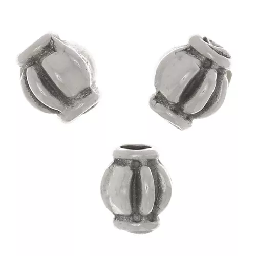 Perle lavorate 4x3,5 mm - Impiallacciatura in argento fino invecchiato x10