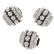Perline a tubo tondo appiattite lavorate 6x7 mm - Placcatura argento antico x5