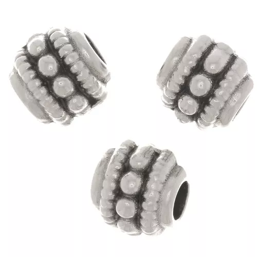 Perline a tubo tondo appiattite lavorate 6x7 mm - Placcatura argento antico x5