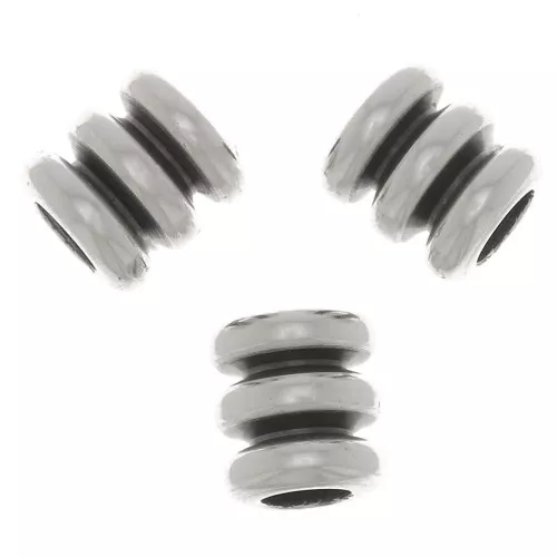 Perline tubolari lavorate 5x5 mm - Placcatura argento antico x5