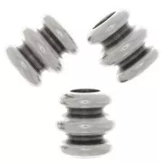 Perline a tubo lavorate 6x6 mm - Placcatura in argento antico x6