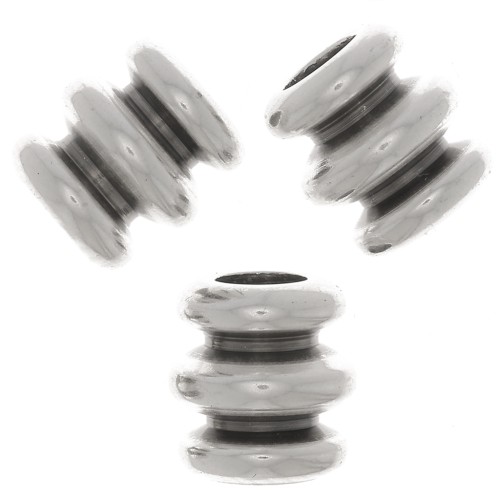 Perline a tubo lavorate 6x6 mm - Placcatura in argento antico x6