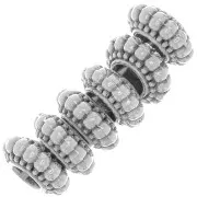 Perline rotonde lavorate 7 mm - Placcatura in argento antico x6