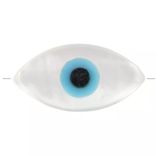 Perline occhio madreperla 10x5 mm - Naturale - Blu x1