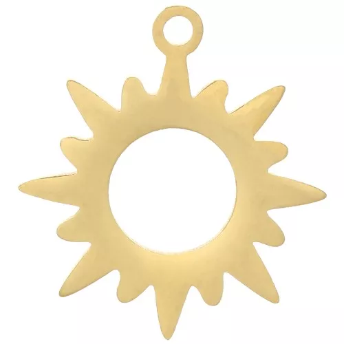 Ciondolo sole scavato 16x15 mm - acciaio inossidabile 304 dorato x1