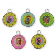 Ciondoli Vergini smaltato epossi mm. 24 argentato x5|raw }}