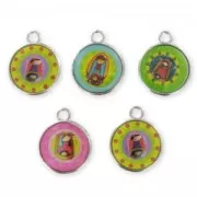 Ciondoli Vergini smaltato epossi mm. 24 argentato x5