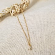 Ciondolo alfabeto 8 mm con Ossido di zirconio - C - Dorato con oro fino - Cristallo x1