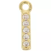 Ciondolo alfabeto 8 mm con Ossido di zirconio - I - Dorato con oro fino - Cristallo x1