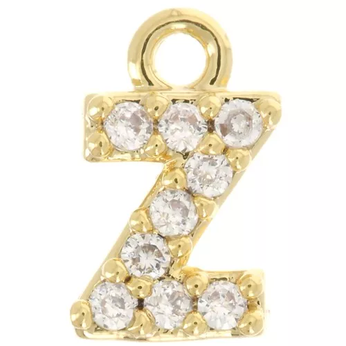 Ciondolo alfabeto 7 mm con Ossido di zirconio - Z -Dorato con oro fino - Cristallo x1