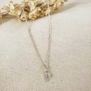 Ciondolo lettera alfabeto 8mm con Ossido di zirconio - C -Placcatura arg. fine - Cristallo x1