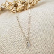 Ciondolo lettera alfabeto 8mm con Ossido di zirconio - G -Placcatura arg. fine - Cristallo x1