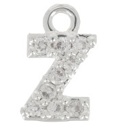 Ciondolo lettera alfabeto 7mm Ossido di zirconio - Z -Placcatura argento fine x1