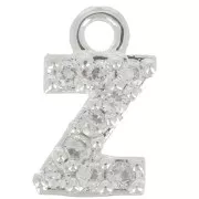 Ciondolo lettera alfabeto 7mm Ossido di zirconio - Z -Placcatura argento fine x1