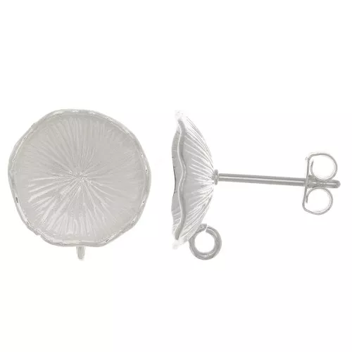 Orecchini a perno con fiore di loto 12mm -anello aperto - placcato argento fino x2