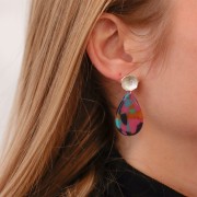 Orecchini a perno con fiore di loto 12mm -anello aperto - placcato argento fino x2