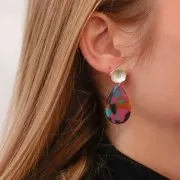 Orecchini a perno con fiore di loto 12mm -anello aperto - placcato argento fino x2