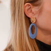 Orecchini a perno spirale 16 mm - con anello aperto - dorato con oro fino x2