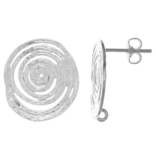 Orecchini a perno spirale 16 mm - con anello aperto - placcato argento fine x2