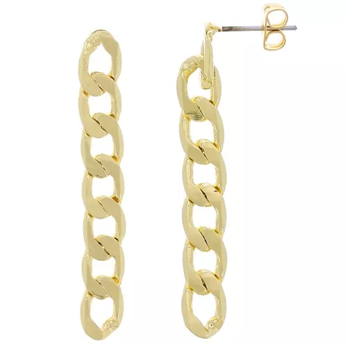 Orecchini a perno con catena gourmette 46x6 mm - Dorato x2