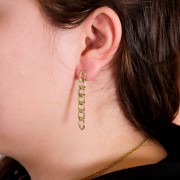 Orecchini a perno con catena gourmette 46x6 mm - Dorato x2