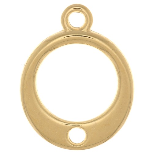 Ciondolo cerchio scavato con foro 14 mm - Dorato con oro fino x1