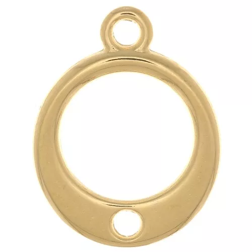 Ciondolo cerchio scavato con foro 14 mm - Dorato con oro fino x1