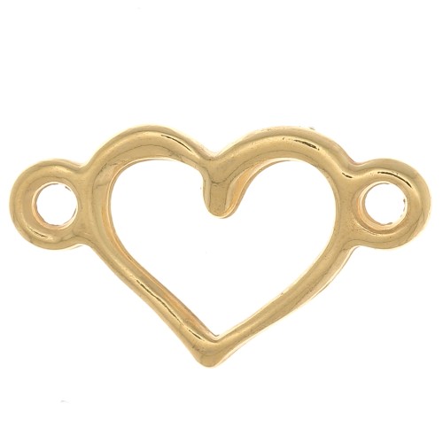 Distanziatore a cuore a 2 anelli 8x14.5 mm - dorato con oro fino x1