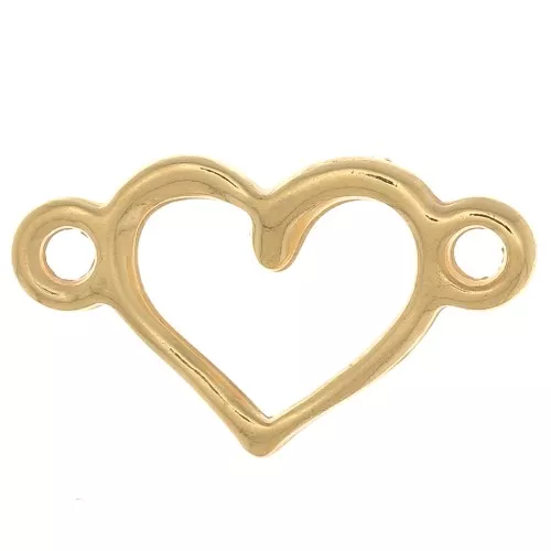 Distanziatore a cuore a 2 anelli 8x14.5 mm - dorato con oro fino x1