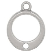 Ciondolo cerchio scavato con foro 14 mm - placcatura argento antico x1