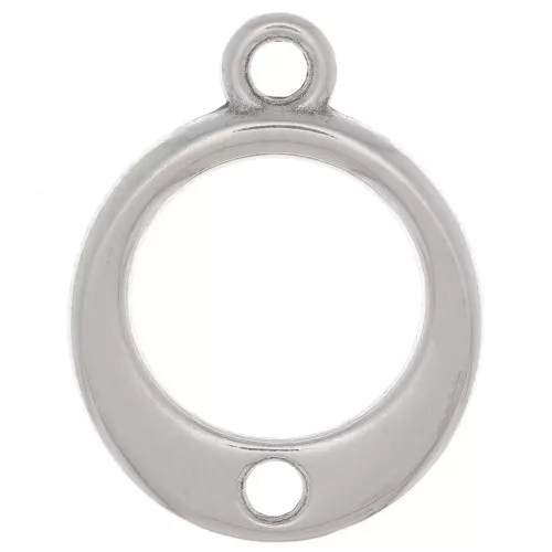 Ciondolo cerchio scavato con foro 14 mm - placcatura argento antico x1
