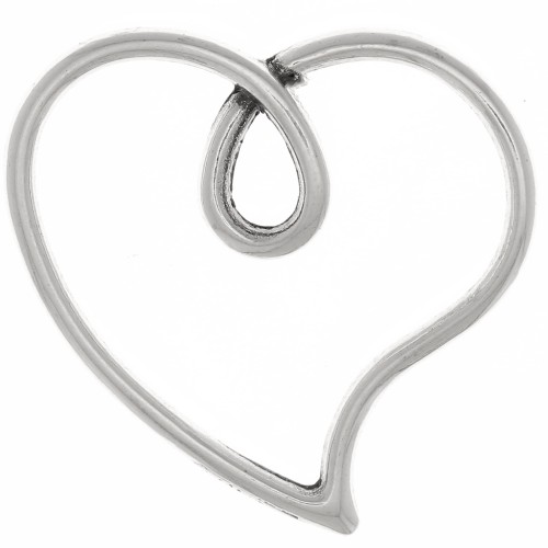 Pendente a forma di cuore scavato 16x17 mm - placcatura in argento antico x1