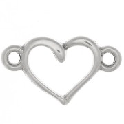 Distanziatore a forma di cuore 2 anelli 8x14.5 mm - Placcatura argento antico x1|raw }}
