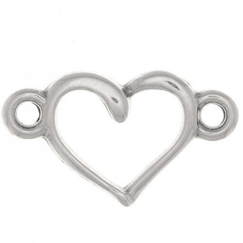 Distanziatore a forma di cuore 2 anelli 8x14.5 mm - Placcatura argento antico x1