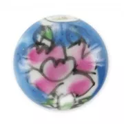 Tonda in ceramica mm. 16 Rosa/Blu x1